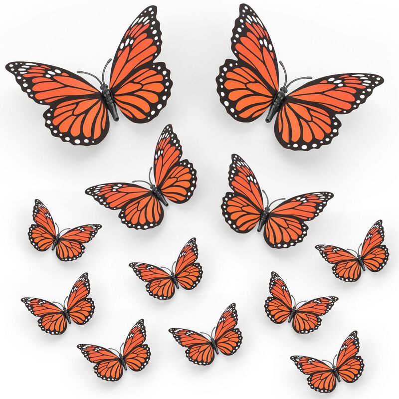 Cross-Border Exclusive Amazon Monarch Butterfly Orange 3D Realistic Butterfly Day of the Dead Halloween