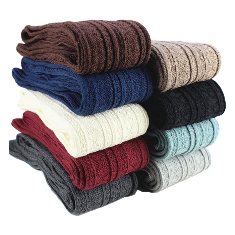 Medias de giro alargadas de estilo japonés de otoño e invierno Calcetines de muslo de estudiante vintage Calcetines de algodón con aguja gruesa Calcetines sobre la rodilla Fábrica al por mayor