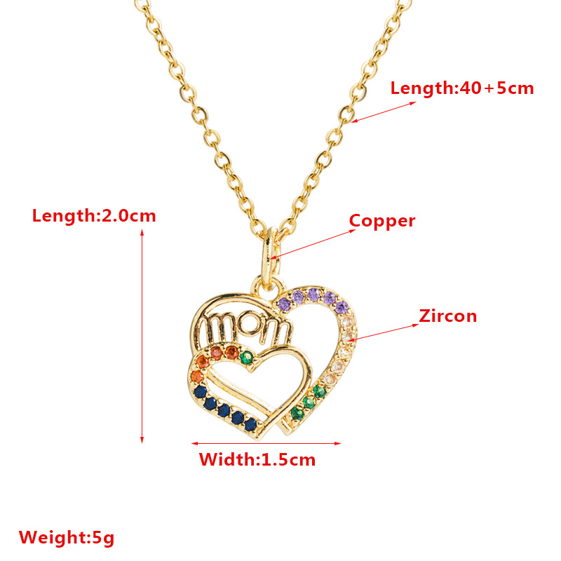 motheru0027s day gift heart mom bear pendant copper 18K gold-plated inlaid zircon necklace