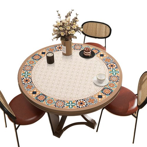 American round table table mat with atmospheric leather large round table mat for tea house waterproof and oil-proof tablecloth