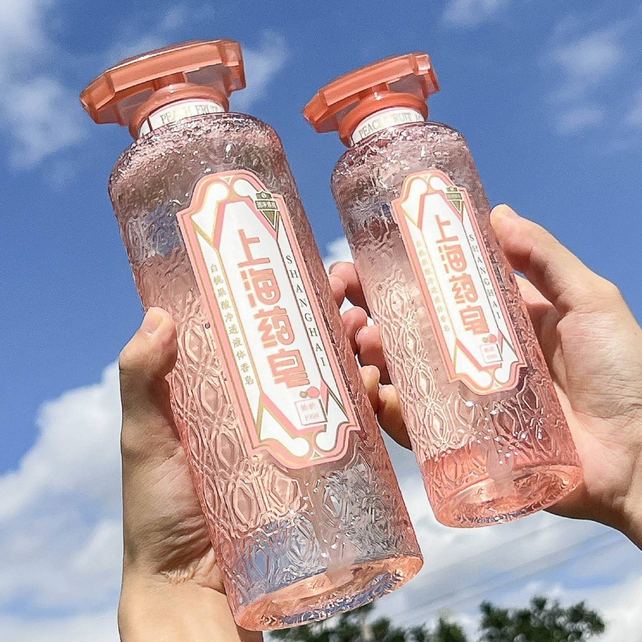 上海药皂白桃果酸净透液体香皂清洁洗脸沐浴液体药皂家庭实惠装