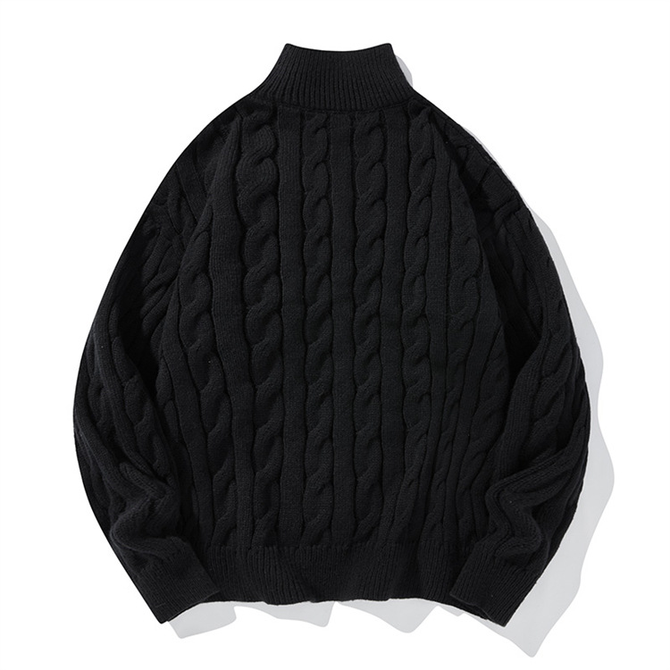 Maglione classico in maglia a trecce con mezza cerniera - Pullover invernale caldo per uomo e donna, vestibilità comoda e casual, orlo a coste in tinta unita_voghion.com