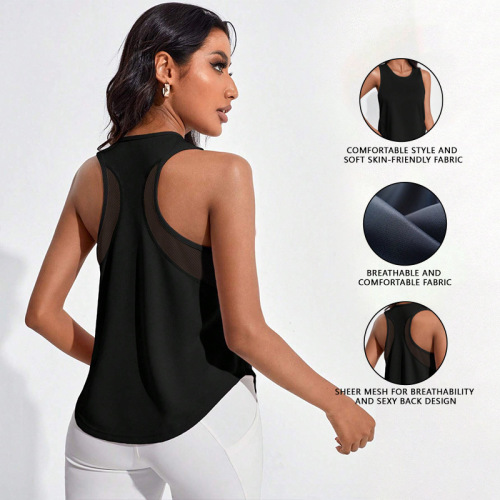 Summer new Xishi ranked yoga vest mesh breathable racecourse back sports quick-drying and cool loose top