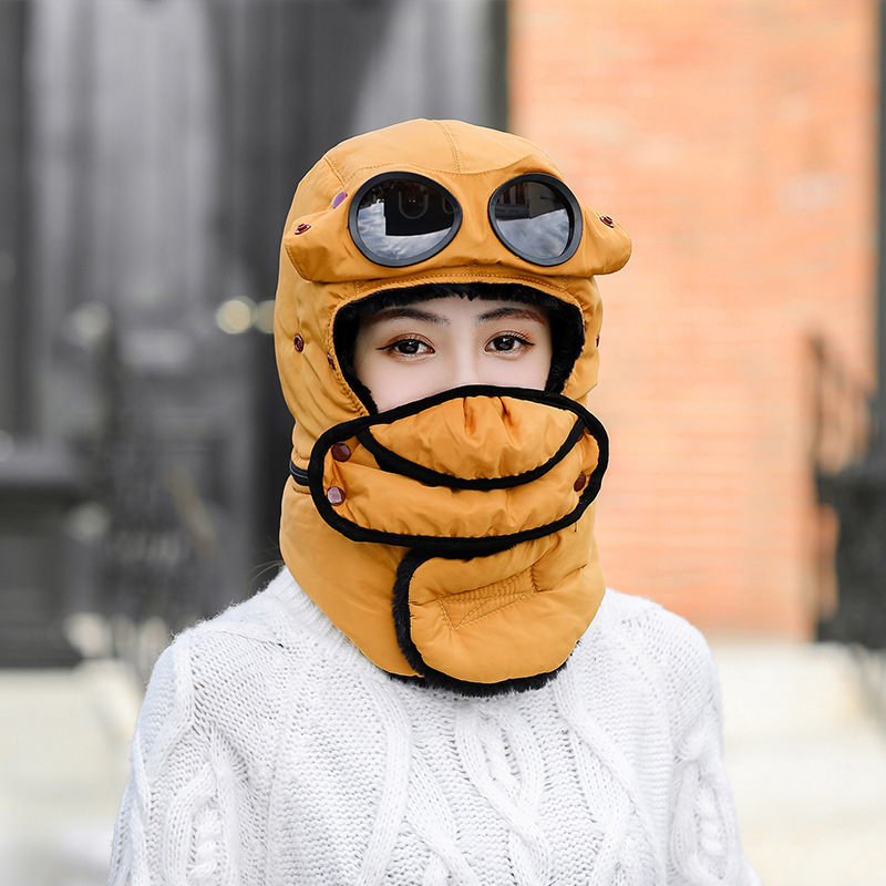 Unisex Women's outdoor winter fluffy and thickened cute Lei Feng hat Warm ear protection hairball bib cap Knit cap_voghion.com