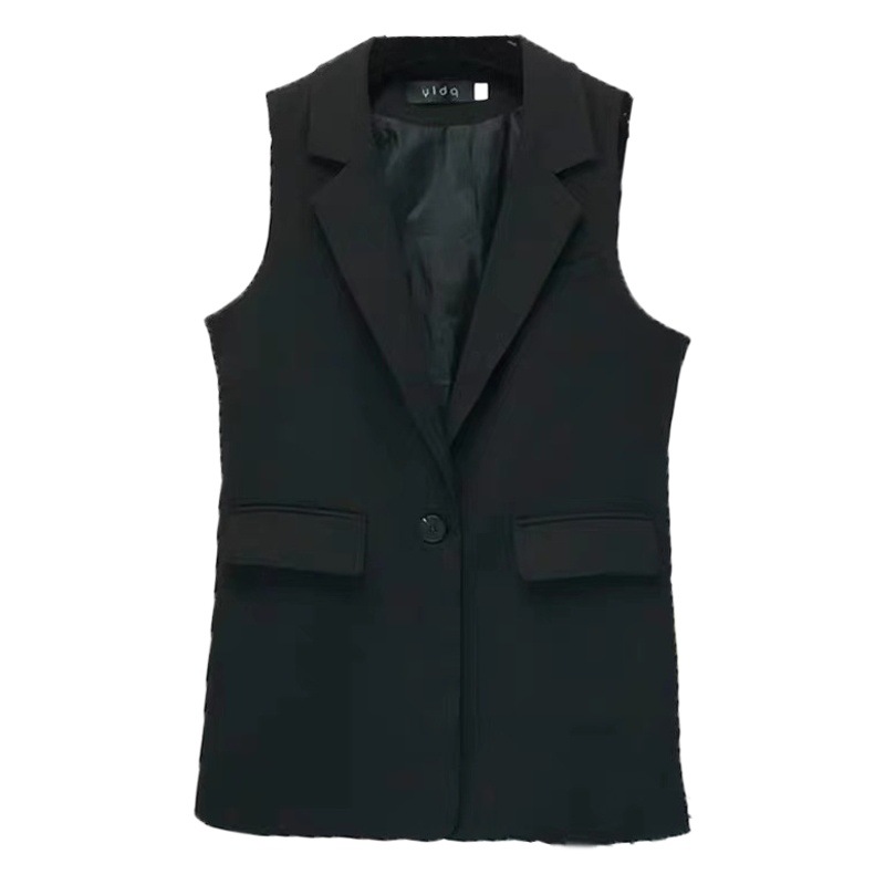 Traje chaleco abrigo de mujer estilo coreano medio-largo pequeño chaleco sin mangas más tamaño Chaleco de primavera y otoño Chaleco de mujer ropa exterior