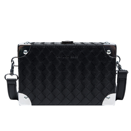 High-end textured box bag for women, new Korean style trendy brand fashion woven rhombus shoulder bag, crossbody small square bag
