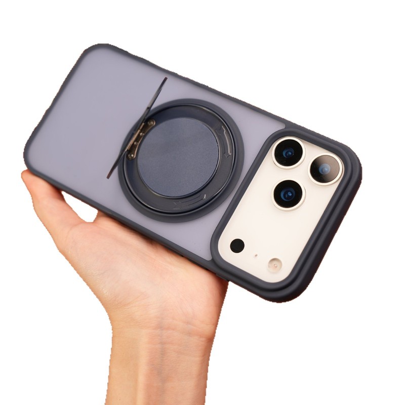 适用iPhone17promax肤感磨砂手机壳苹果16旋转磁吸支架防摔手机壳|undefined