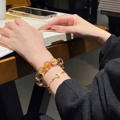 富を引き寄せる本物のシトリンビッグミブレスレット、大径気質イエロータワークリスタルイエローウォーターギフトホットスタイル交換用クリスタル