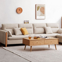 布艺沙发简约现代客厅三人位实木沙发小户型转角布沙发可移动脚踏