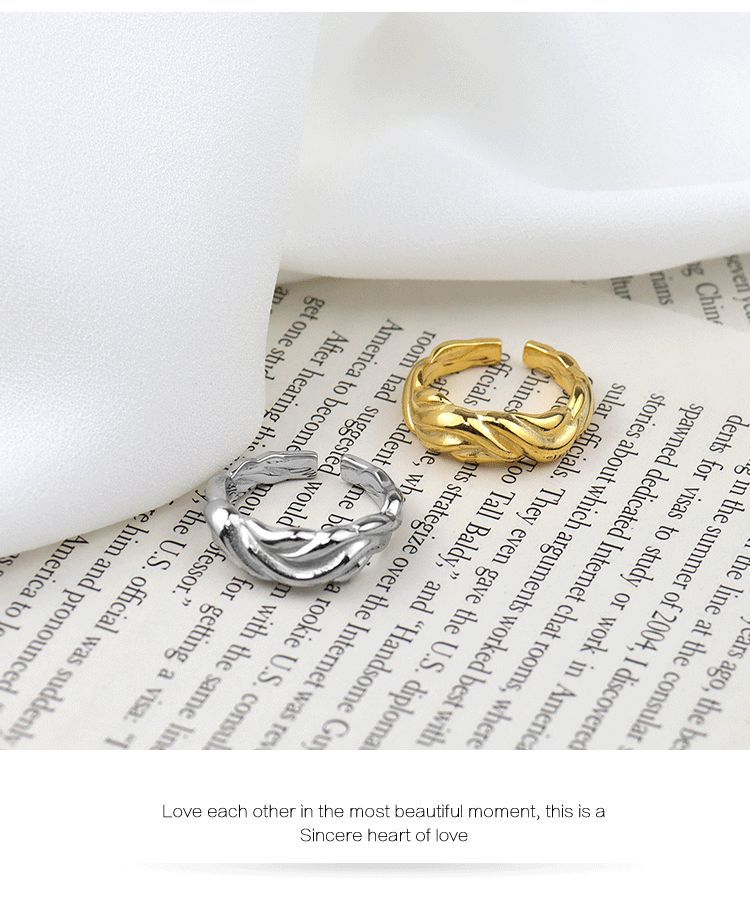 Korean fashion wave pattern index finger ring simple design geometric opening ring