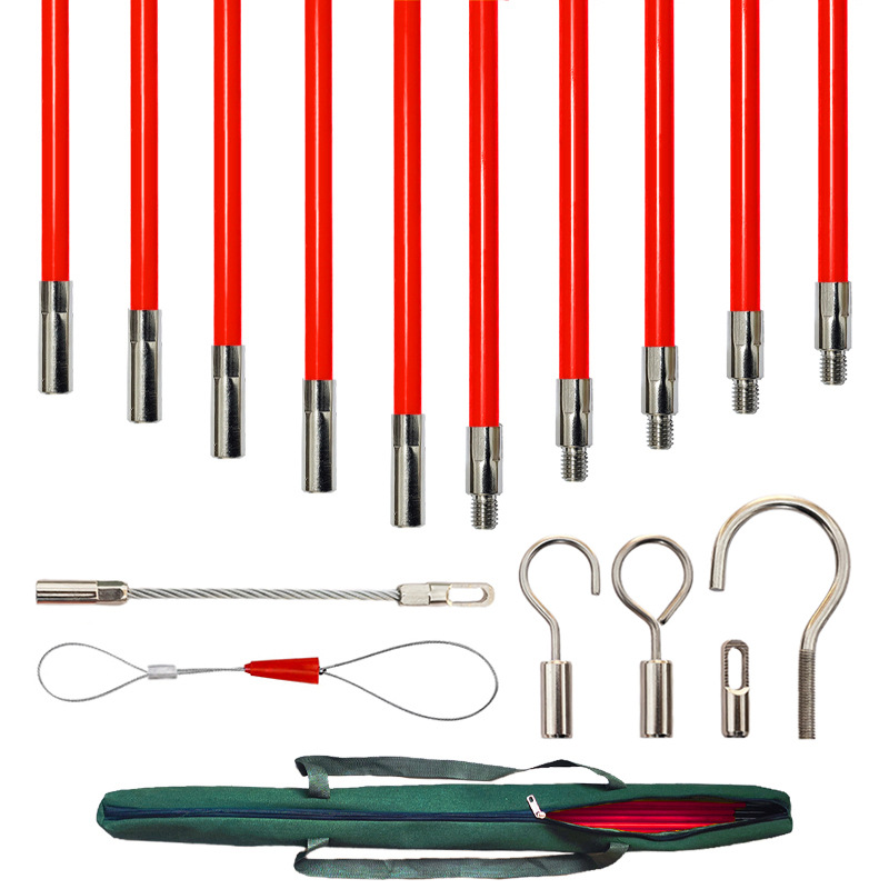 6mm穿线杆天花板吊顶多功能纤维棒勾线钩电工检修便携伸缩布线器