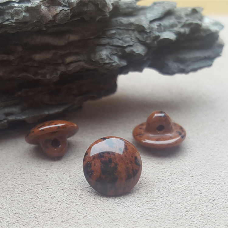 金天鹅蘑菇扣天然宝石镶嵌扣