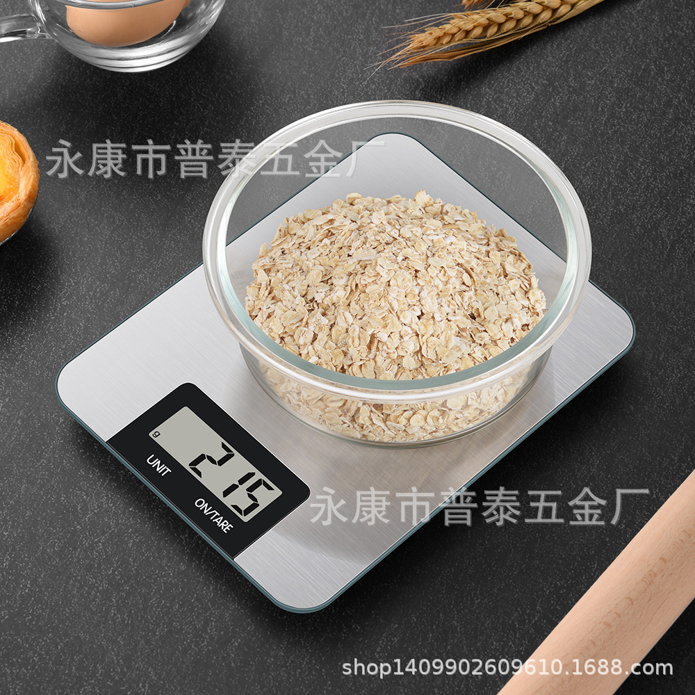 Balanza electrónica doméstica pequeña 5KG/1G — pantalla táctil grande, acero inoxidable, precisión para cocina o medicina