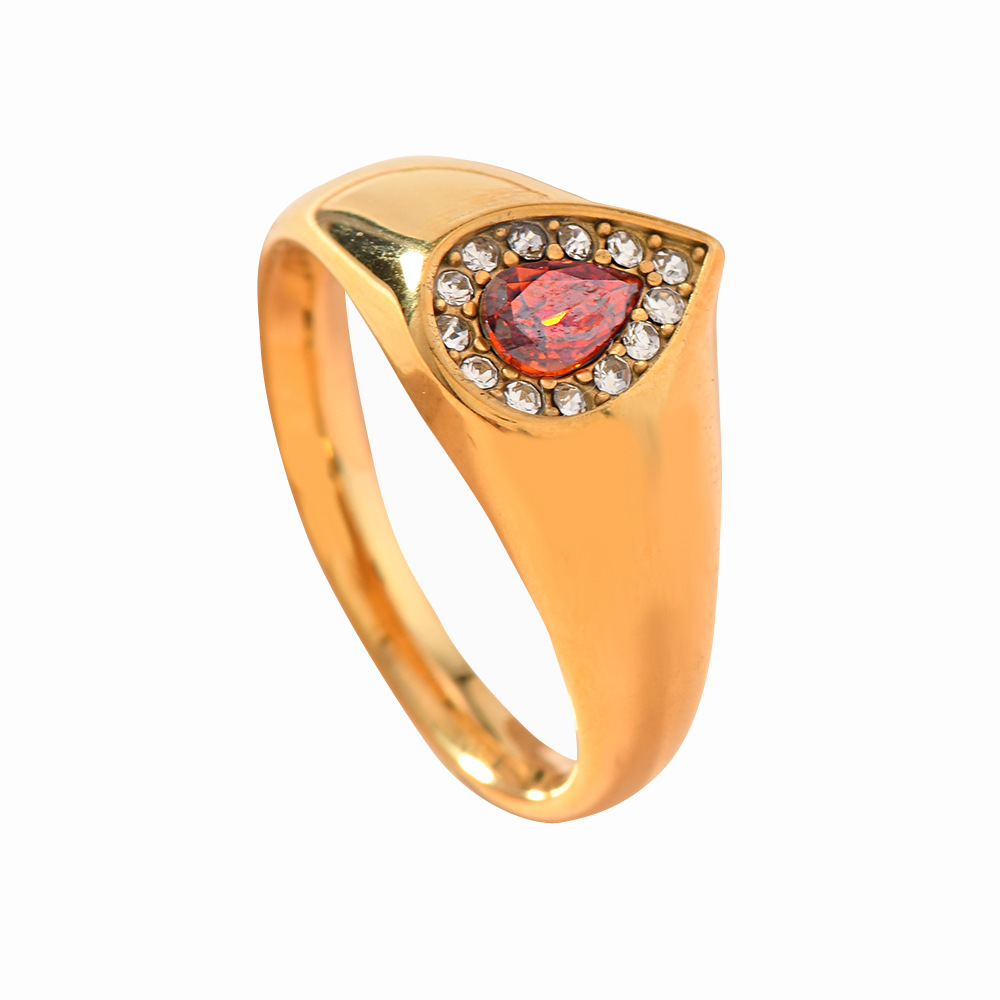 Anillo de acero de titanio de estilo de lujo ligero de fundición de gota de agua anillo de diamante de color chapado en oro de 18 quilates fabricantes de joyas image 5