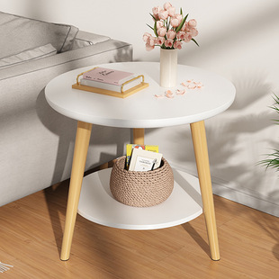 Sofa Side Table Double-Layer Small Round Table Living Room Small Coffee Table Mini Table Bedroom Storage Rack Bedside Simple Side Table