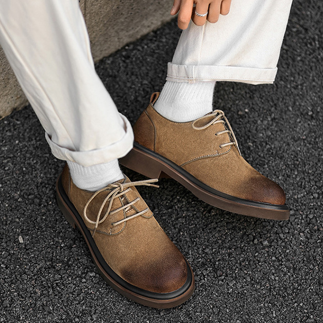 Men's Cow Suede Leather Casual Derby Shoes For Everyday Comfort_voghion.com