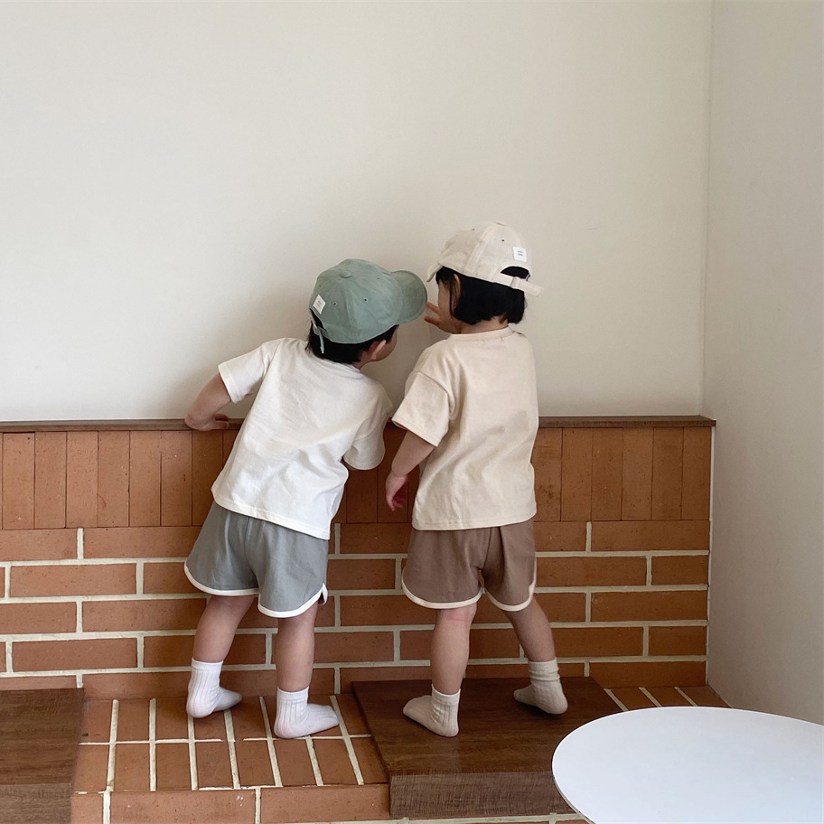 [SMS] ropa de verano para bebés 2022 ropa de verano nueva impresión de letras para niños juego de colores contrastantes ropa de verano para bebés