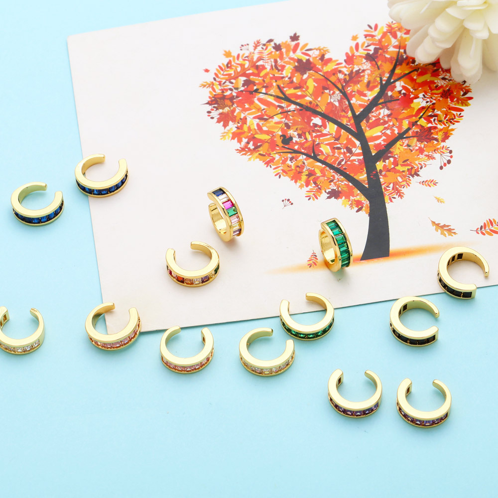 Fashion Geometric Copper Inlay Zircon Ear clips 1 Pair