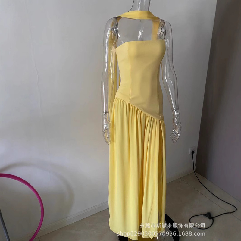 Sdm144 Elegant Contrasting Zipper Tight Dress Asymmetrical Slit Sexy Holiday Long Skirt Quality Skirt