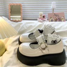 Универсальные женские лоферы на платформе в британском стиле на толстой подошве, новые летние женские туфли Мэри Джейн с кружевом в стиле ретро и юбкой