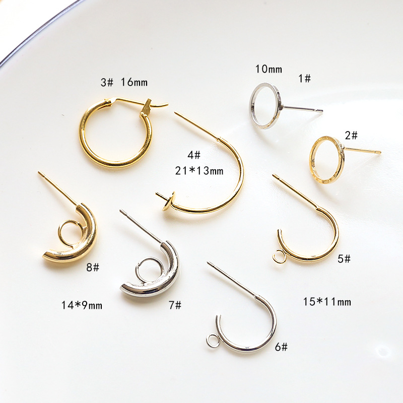10 PCS/Package Copper Solid Color Ear Stud Accessories Simple Style display picture 1
