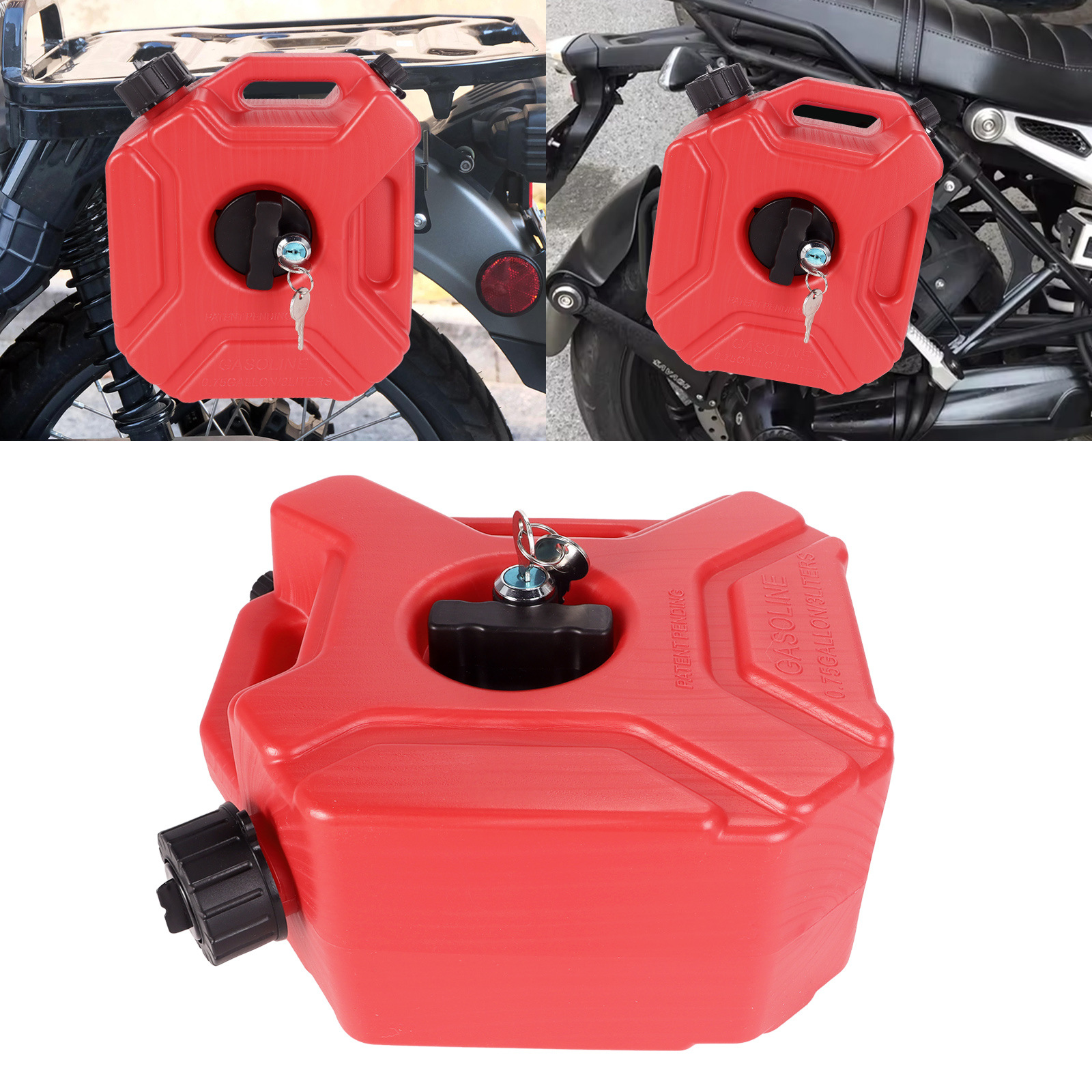 Motorcycle and Car Modification 3L Extended Spare Gasoline Oil Tank Plastic Portable Fuel Tank with Key