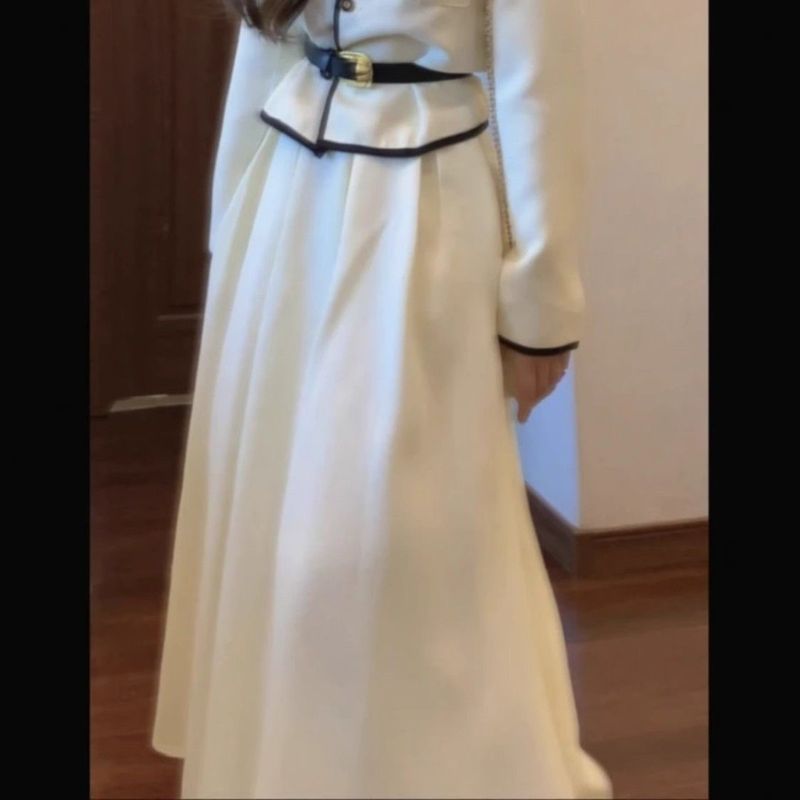 温柔风盐系穿搭半身裙外套女秋冬季新款法式感连衣裙两件套女|undefined