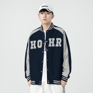 2025 Baseball Uniform Spring and Autumn American Retro Trendy Brand Jacket Letters Loose Casual Stand Collar Baseball Shirt Couple Wear