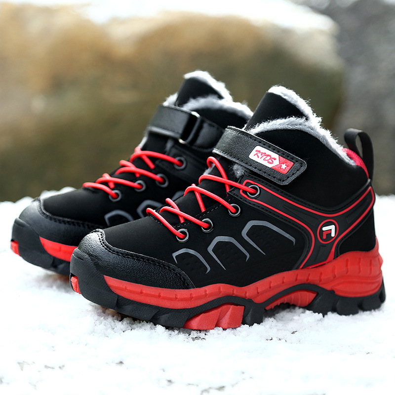 Autumn and Winter High-Top Kidsren's Hiking Shoes, Non-Slip Buckle Kidsren's Shoes, Boys' Outdoor Sports Waterproof Shoes, Kidsren's Cotton Shoes Fleece-Lined Autumn and Winter High-Top Kidsren's Hiking Shoes, Non-Slip Buckle Kidsren's Shoes, Boys' Outdoor Sports Waterproof Shoes, Kidsren's Cotton Shoes Fleece-Lined