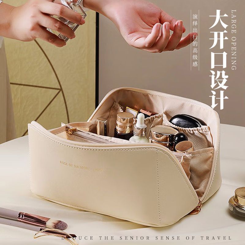 Free Shipping Factory Direct Sales Satchel Cosmetic Bag High-Looking Female Large-Capacity Waterproof Toiletry Bag Pu Cosmetic Bag Satchel