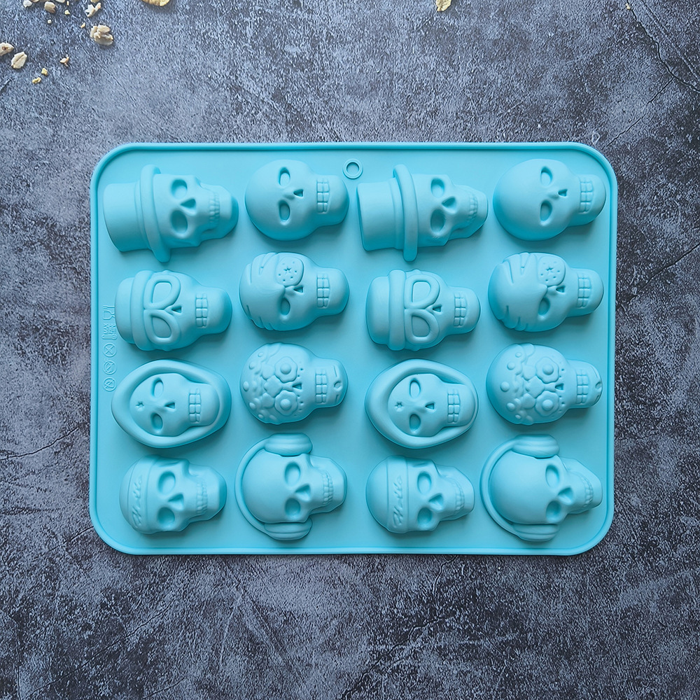 Skull Grid Hielo Silicone Mold Bar DIY Extraña bandeja de hielo 3D pudín de chocolate molde de pastel 688