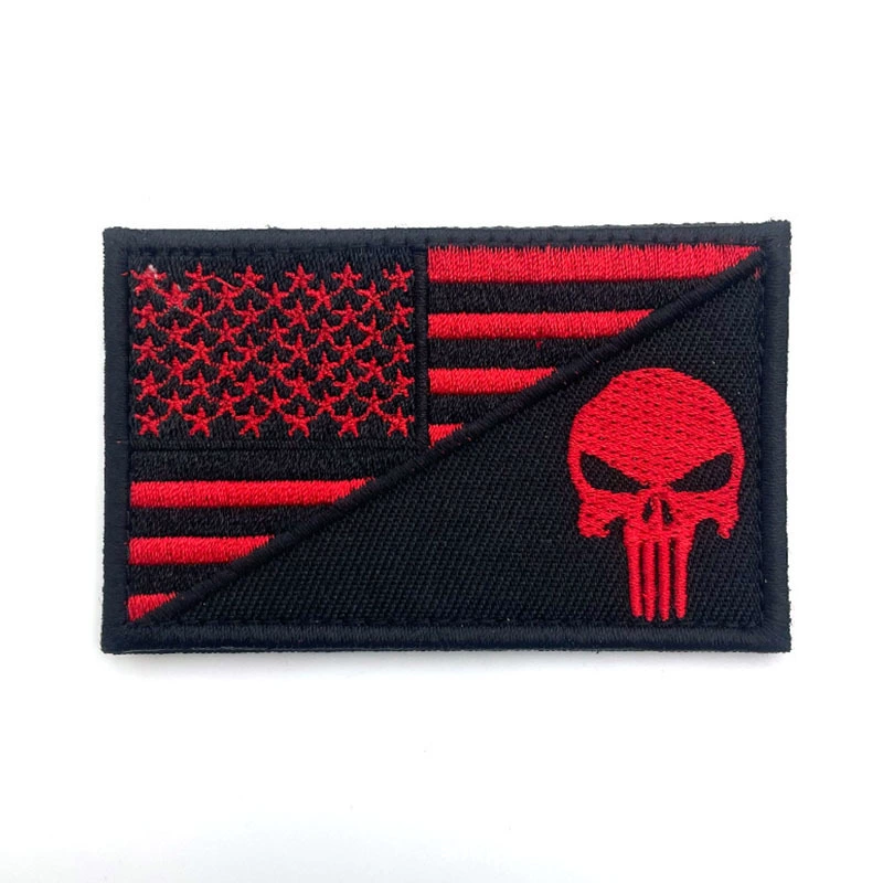 [跨境新款Asshole刺绣魔术贴臂章USA惩罚者补丁加兹登旗帜刺绣布贴]