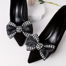 Y 24431 Houndstooth Bow Hair Clip ǧ��񷢼� ŷ���羳