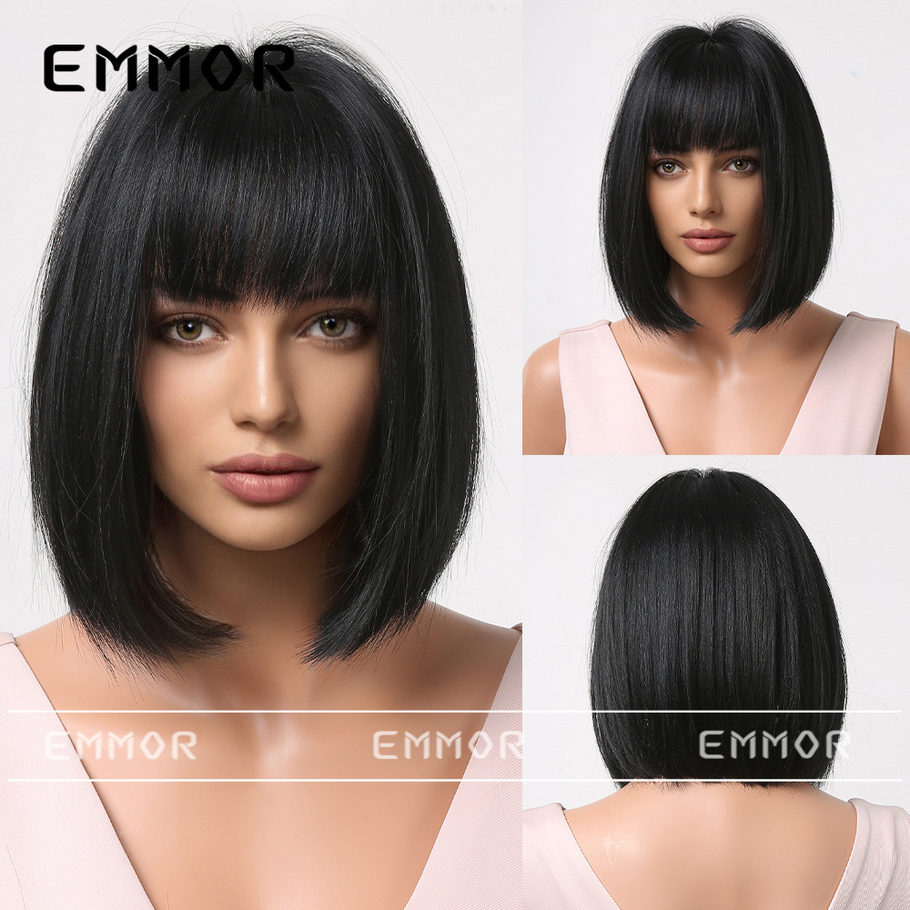 Shein cross-border hot-selling gradient gray wave head shoulder-length wig short hair full head cover factory spot