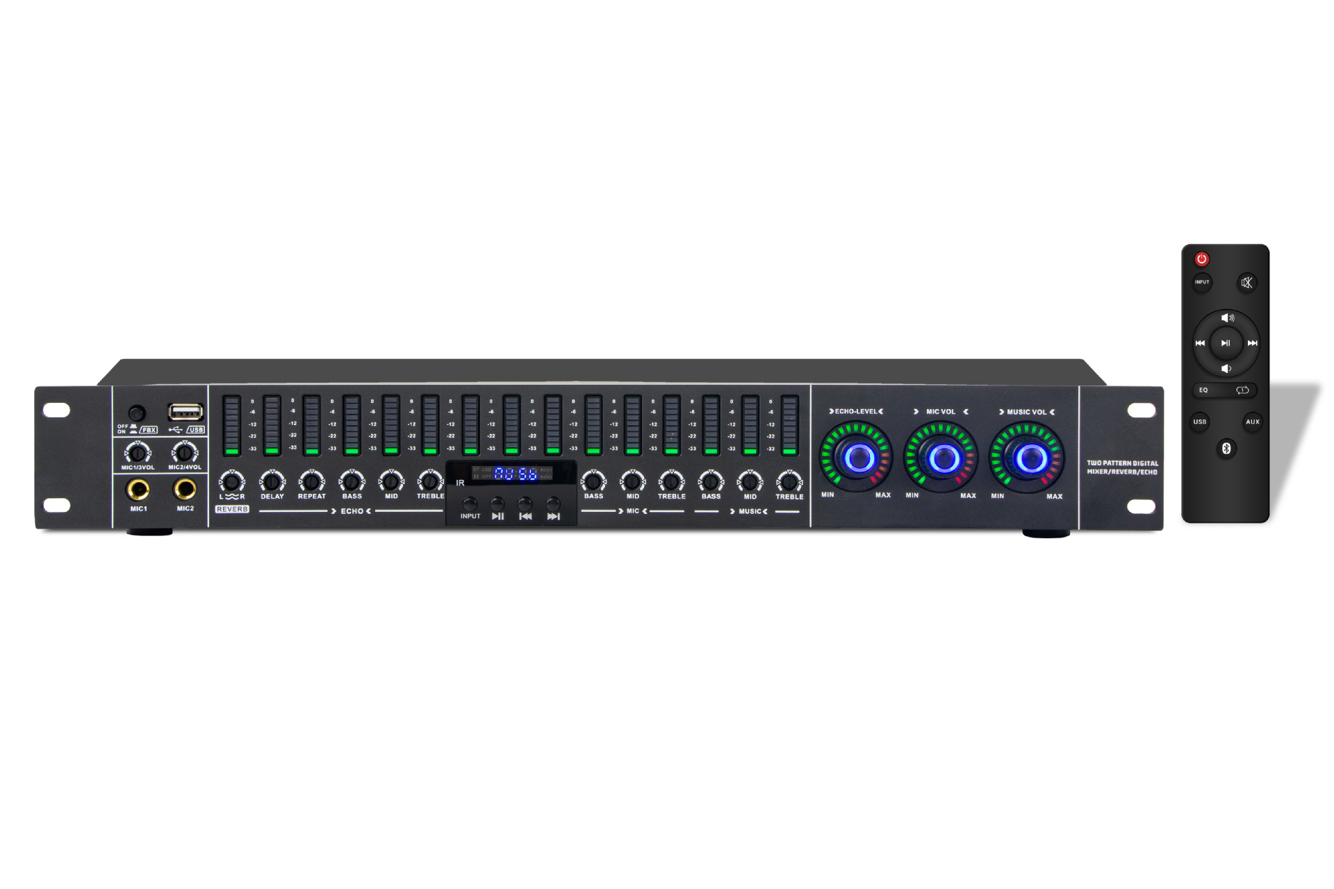 Kt-150 Professional Pre-Effects Processor with Bluetooth USB for Home Karaoke, Audio Mixing, Spectrum Equalization, Microphone Feedback Prevention