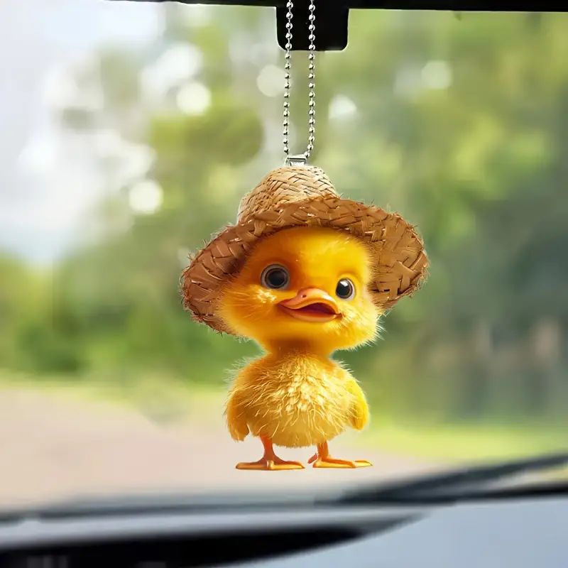 Nuevo acrílico plano transfronterizo para adornos de automóviles de pequeño pato amarillo adorable