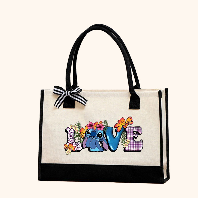 Bolso Tote con estampado de patrón Stitzi de moda en contraste transfronterizo Bolso de hombro doble en blanco y negro de gran capacidad Arte de alta gama