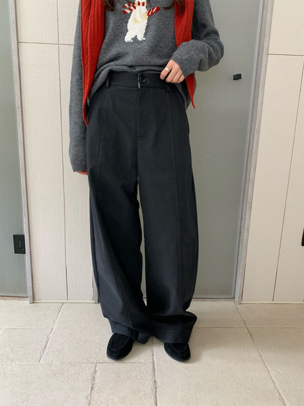 苏奈 宽松休闲裤女2025秋季新款高腰显瘦直筒阔腿长裤fromanna|undefined