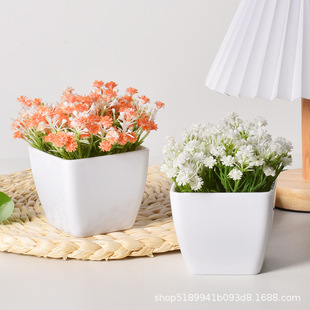 Plastic Flower Pots, Artificial Flower Decorative Potted Plants, Thickened Desktop Ornaments, Square Bonsai, Succulent Green Plant Pots, Artificial Green Plants