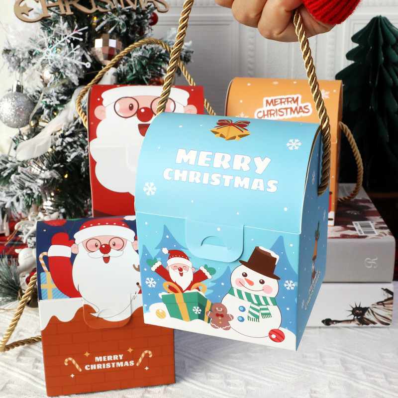 クロスボーダークリスマスポータブル包装箱クリスマスイブアップルボックスビスケットキャンディーヌガーギフトボックス洋菓子ケーキボックス|undefined