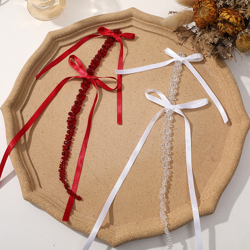French Leisure Handmade Ribbon Crystal Tassel Earring Accessories DIY Craft Earrings Bag Fashion Accessory