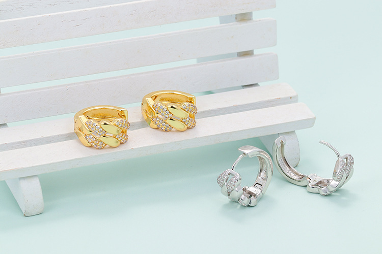 6g Weight Zircon Inlay Material Earrings Classification Housewarming, Anniversary, Business, Wedding, Travel, Birthday, Festival Occasion Fashion Creative Hiphop Micro-inlaid Zircon Earring