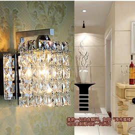 床头水晶壁灯单头创意简约现代金色镜前卧室壁灯客厅过道走廊灯具