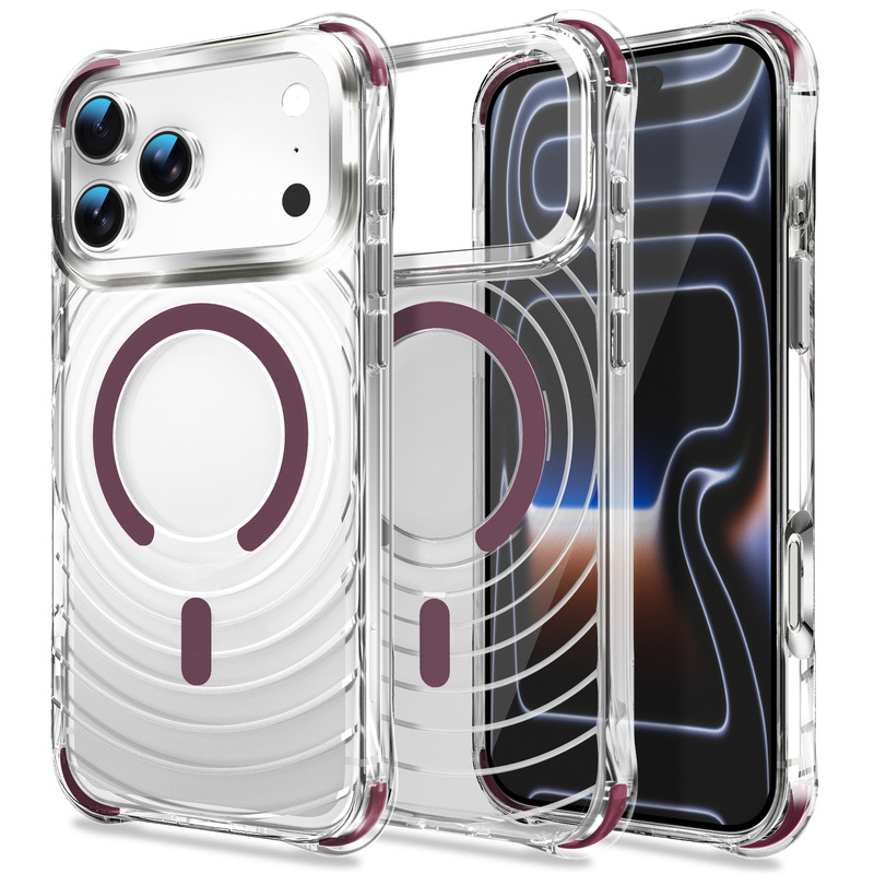 Suitable for iPhone 18 Pro Max phone case, Apple 17 airbag transparent magnetic 16 four-corner anti-drop 15 cross-border case