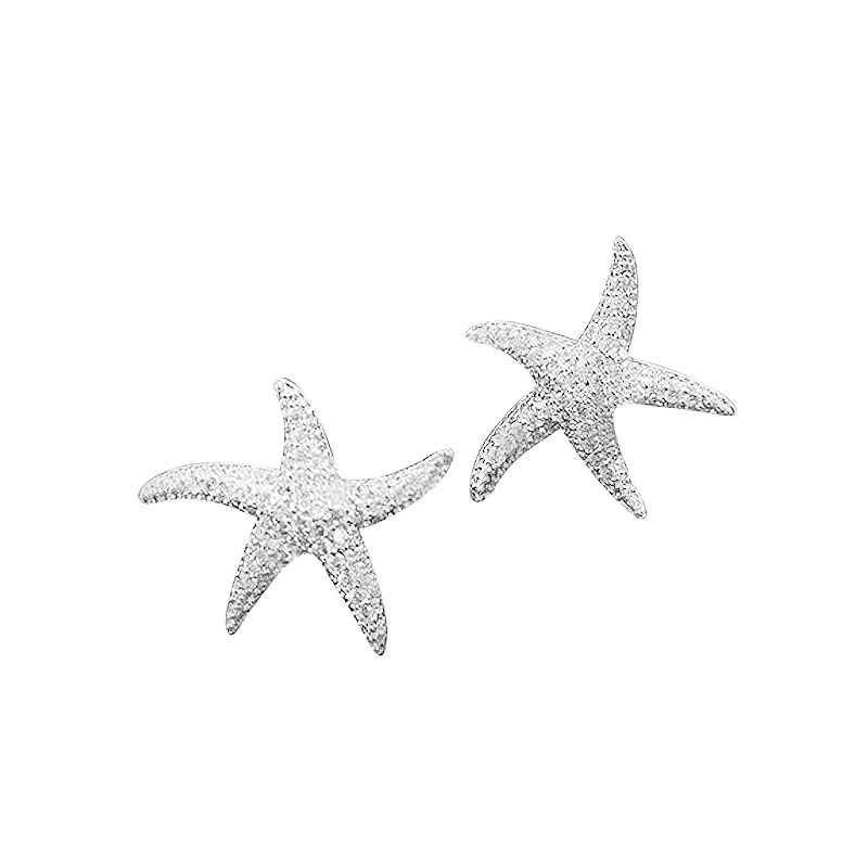 Starfish Pattern Women's Gender Inlay Design 1 Pair Marine Style Simple Style Starfish Inlay Copper Ear Studs