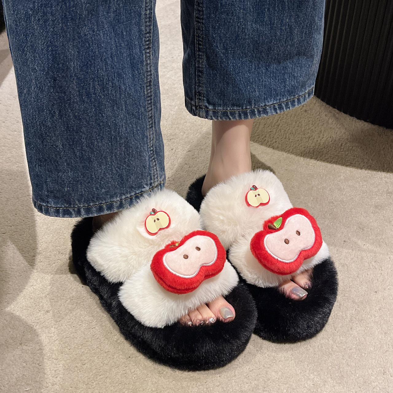 Cute fashionable autumn keep warm women's slippers platform