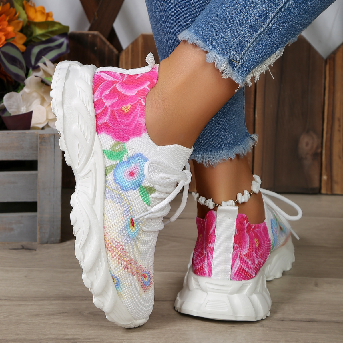 Suole arcobaleno nuovo colore moda femminile con una corrispondenza completa di scarpe sportive casual scarpe da donna in rete_voghion.com