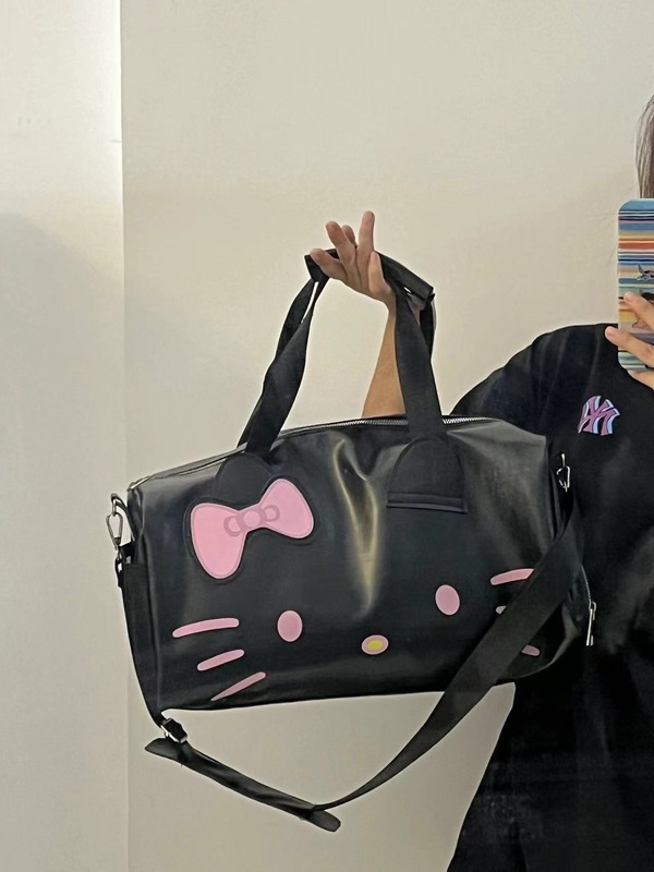 ハローキティ漫画かわいいバッグシングル肩蝶結びハローキティ手持ちフィットネスバッグ斜め掛け旅行バッグ|undefined