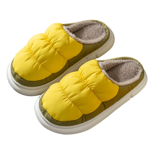 Lidani slippers winter style simple rainproof cloth home cotton drag internet celebrity couple warm outer wear waterproof cotton shoes for men and women