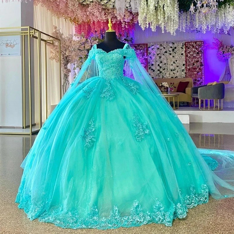 Ball Gown Off-Shoulder Sexy Quinceanera Dress with Long Cape Applique 2026 New Style Princess Formal Party